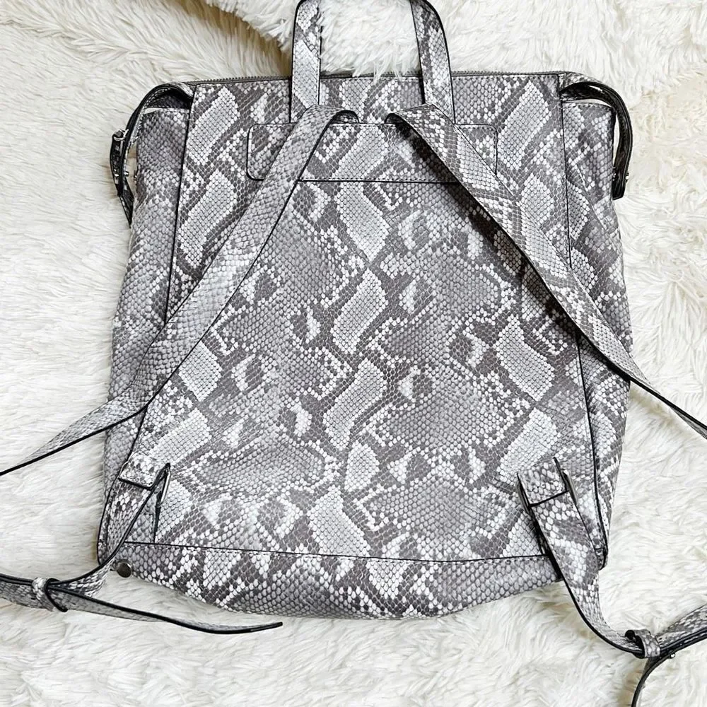 Alfani Krissie Snakeskin Backpack Grey Faux Leather